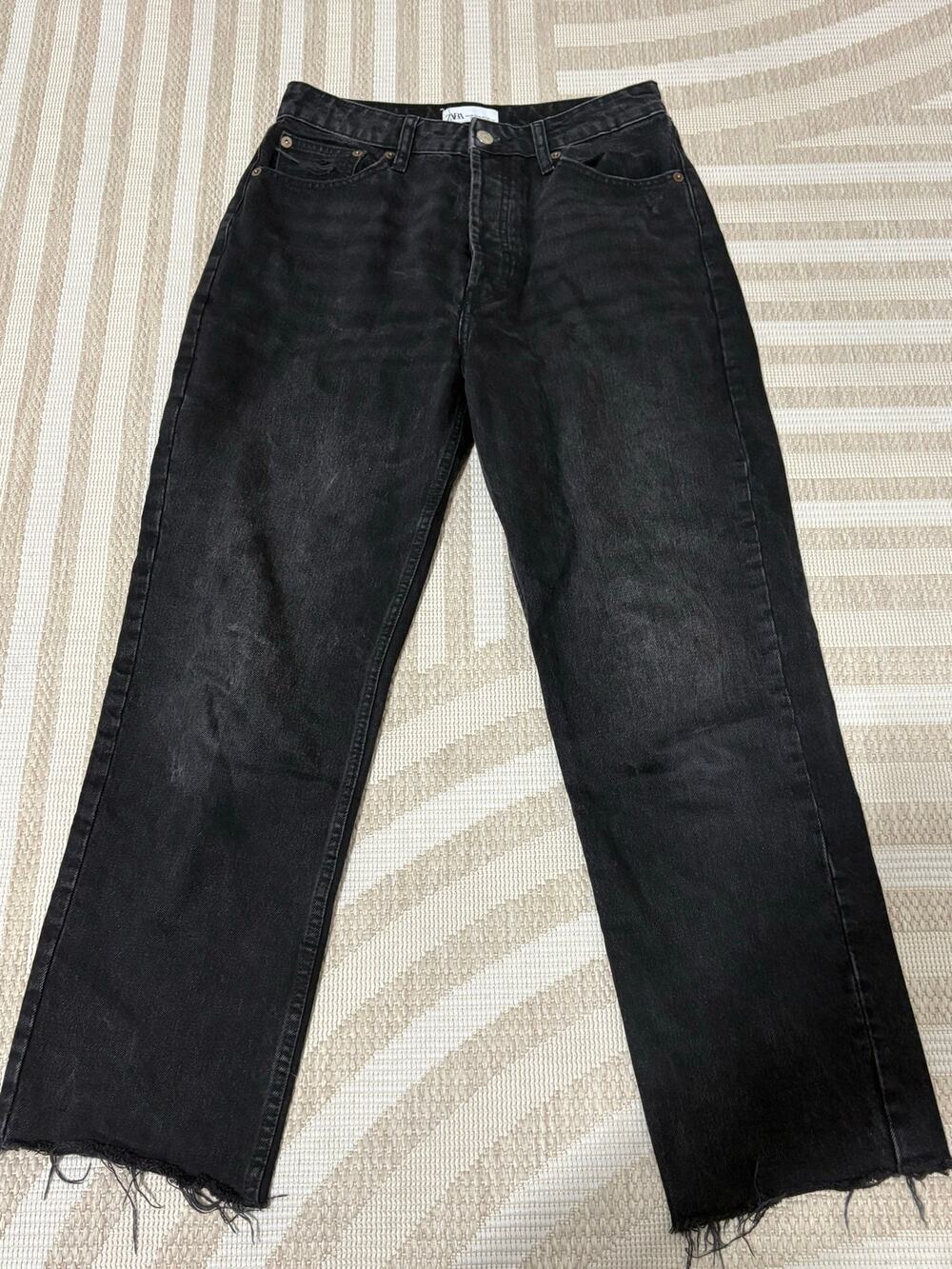 Zara Black Denim Cut Off Jean Women's Size 6 High Rise New Without Tags